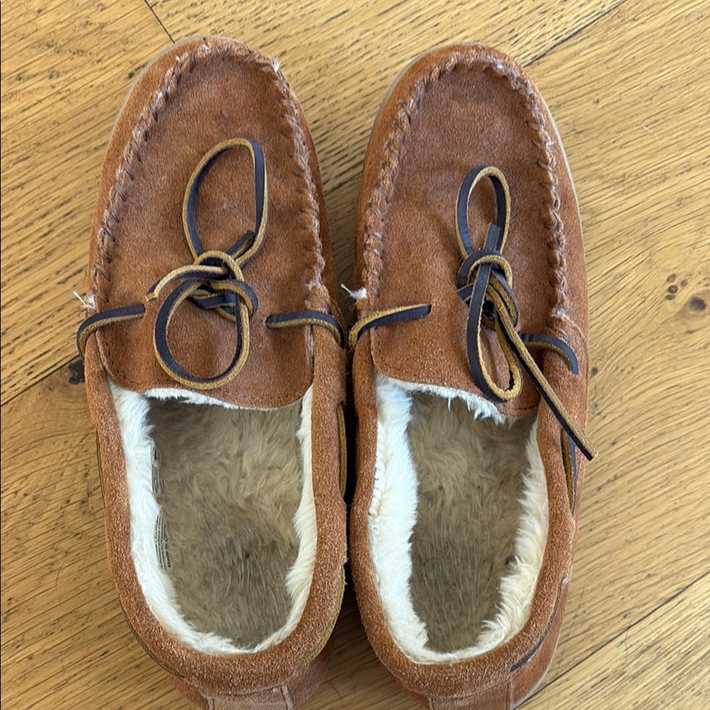 J. Crew Brown Moccasins with Suede Leather and Sheepskin Lining